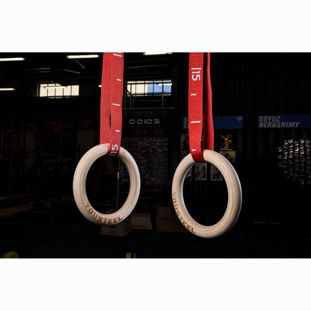 Купить Кольца гимнастические 32 мм красные стропы в Беломорске 