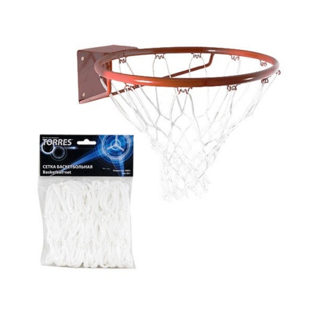 Купить Сетка баскетбольная Torres, нить 4 мм, белая в Беломорске 