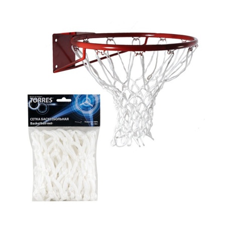 Купить Сетка баскетбольная Torres, нить 6 мм, белая в Беломорске 